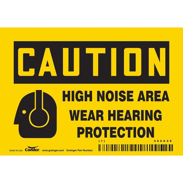 Safety Sign, 3 1/2 in Height, 5 in Width, Vinyl, Horizontal Rectangle, English, 466A28