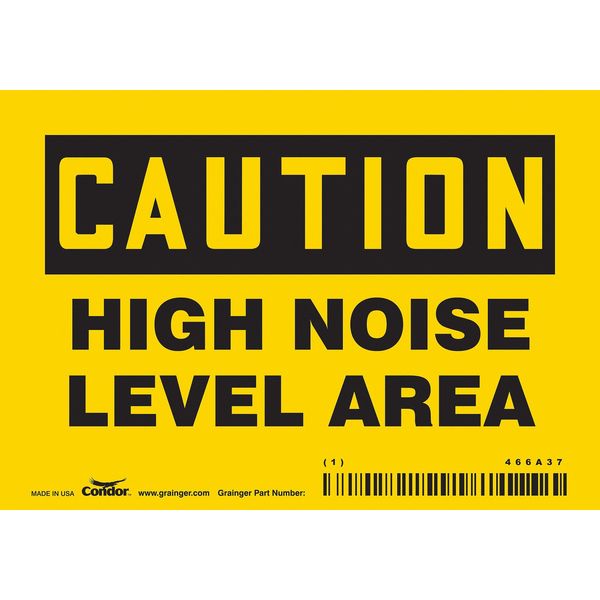 Safety Sign, 3 1/2 in Height, 5 in Width, Vinyl, Horizontal Rectangle, English, 466A37