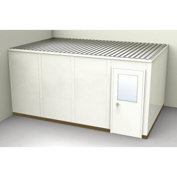 2-Wall Modular In-Plant Office, 8 ft 1 3/4 in H, 16 ft 1 1/4 in W, 10 ft 1 1/4 in D, Beige