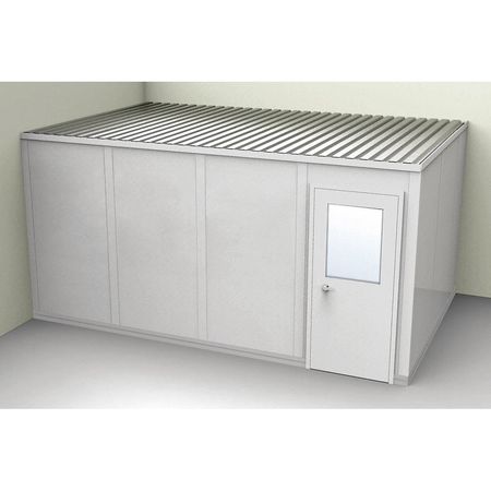 2-Wall Modular In-Plant Office, 8 ft 1 3/4 in H, 16 ft 1 1/4 in W, 10 ft 1 1/4 in D, Gray
