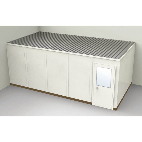 2-Wall Modular In-Plant Office, 8 ft 1 3/4 in H, 20 ft 1 1/4 in W, 10 ft 1 1/4 in D, Beige