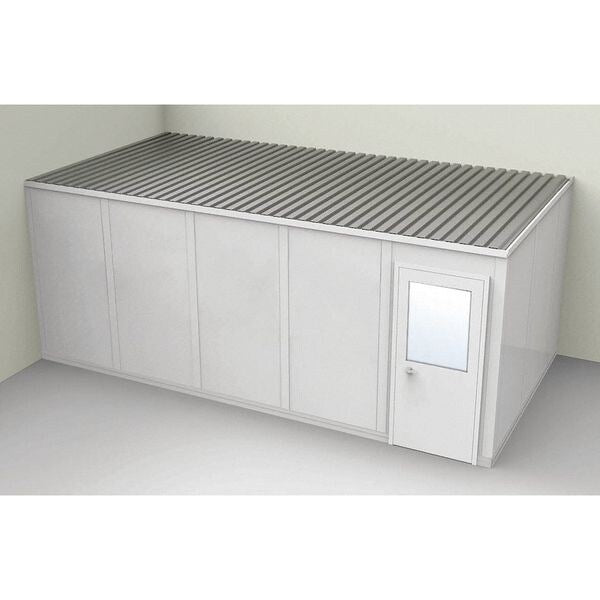2-Wall Modular In-Plant Office, 8 ft 1 3/4 in H, 20 ft 1 1/4 in W, 10 ft 1 1/4 in D, Gray