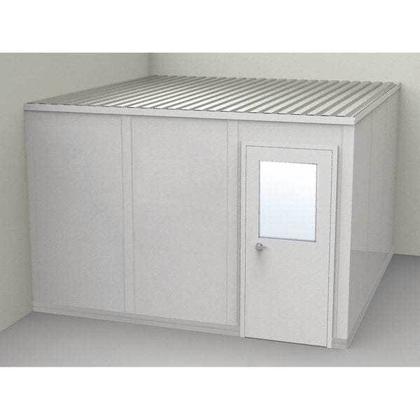 2-Wall Modular In-Plant Office, 8 ft 1 3/4 in H, 12 ft 1 1/4 in W, 12 ft 1 1/4 in D, Gray