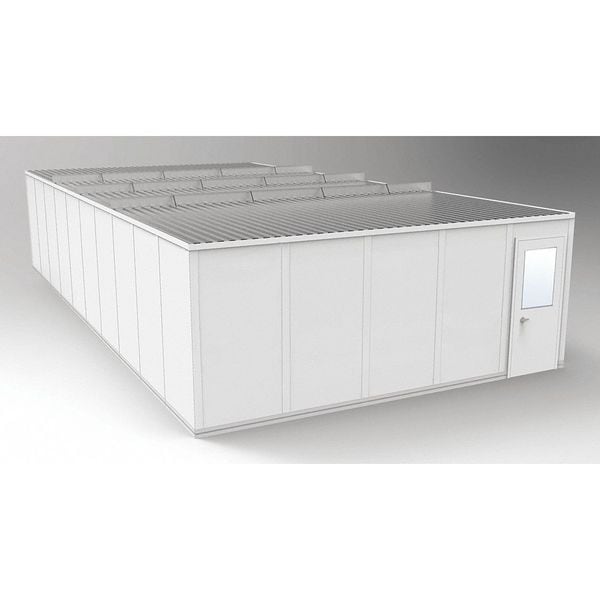 4-Wall Modular In-Plant Office, 8 ft 1 3/4 in H, 40 ft 4 1/2 in W, 20 ft 4 1/2 in D, Gray