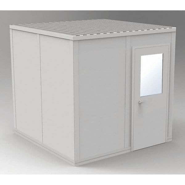 4-Wall Modular In-Plant Office, 8 ft 1 3/4 in H, 8 ft 4 1/2 in W, 8 ft 4 1/2 in D, Gray