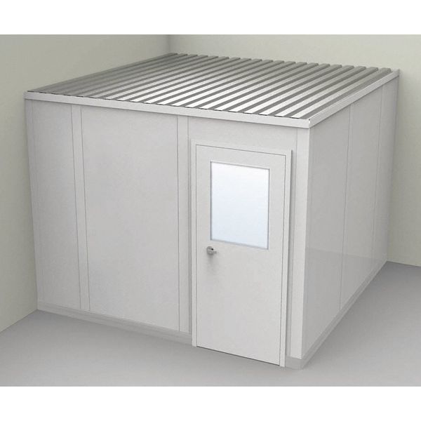 2-Wall Modular In-Plant Office, 8 ft 1 3/4 in H, 10 ft 1 1/4 in W, 10 ft 1 1/4 in D, Gray