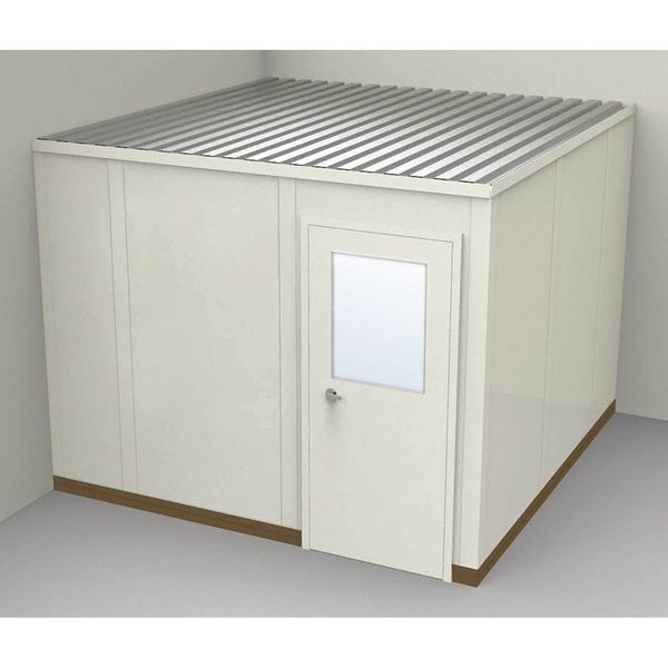 2-Wall Modular In-Plant Office, 8 ft 1 3/4 in H, 10 ft 1 1/4 in W, 10 ft 1 1/4 in D, Beige