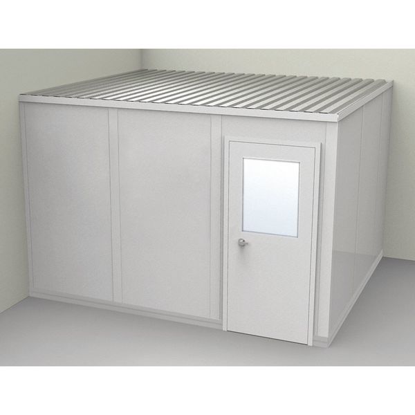 2-Wall Modular In-Plant Office, 8 ft 1 3/4 in H, 12 ft 1 1/4 in W, 10 ft 1 1/4 in D, Gray