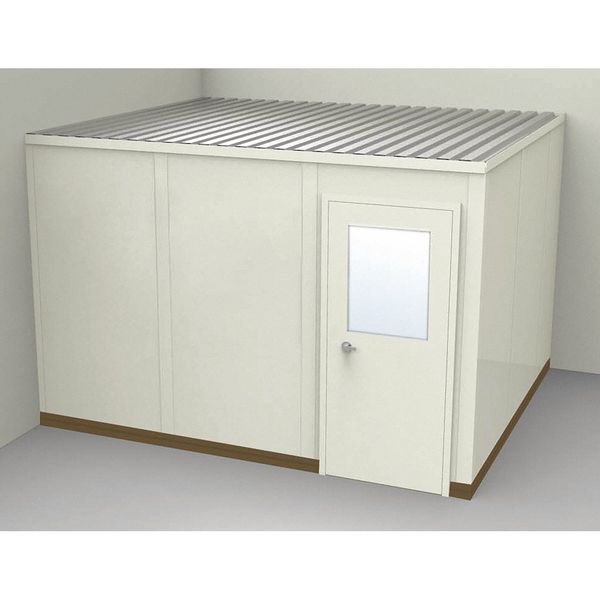 2-Wall Modular In-Plant Office, 8 ft 1 3/4 in H, 12 ft 1 1/4 in W, 10 ft 1 1/4 in D, Beige