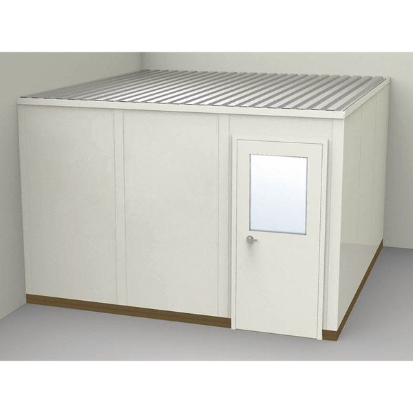 2-Wall Modular In-Plant Office, 8 ft 1 3/4 in H, 12 ft 1 1/4 in W, 12 ft 1 1/4 in D, Beige