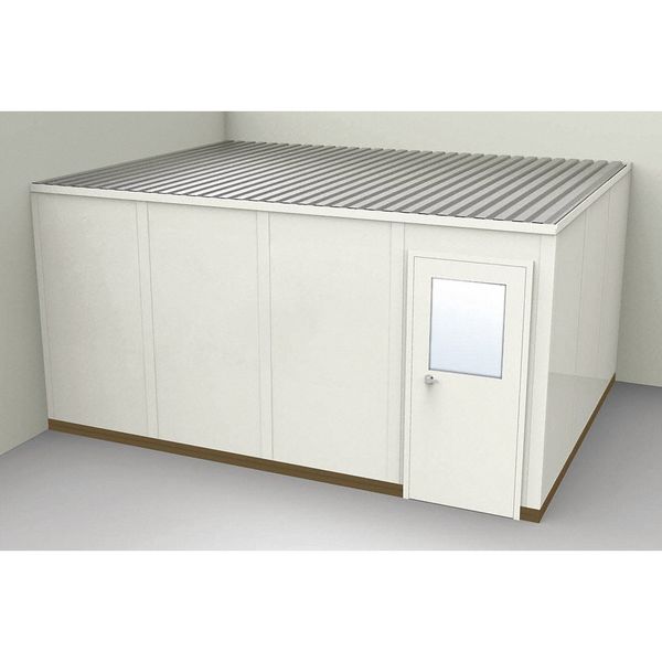 2-Wall Modular In-Plant Office, 8 ft 1 3/4 in H, 16 ft 1 1/4 in W, 12 ft 1 1/4 in D, Beige