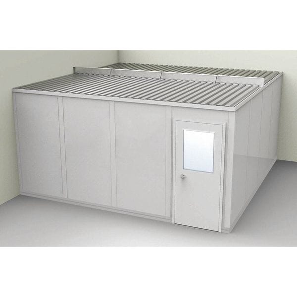 2-Wall Modular In-Plant Office, 8 ft 1 3/4 in H, 16 ft 1 1/4 in W, 16 ft 1 1/4 in D, Gray