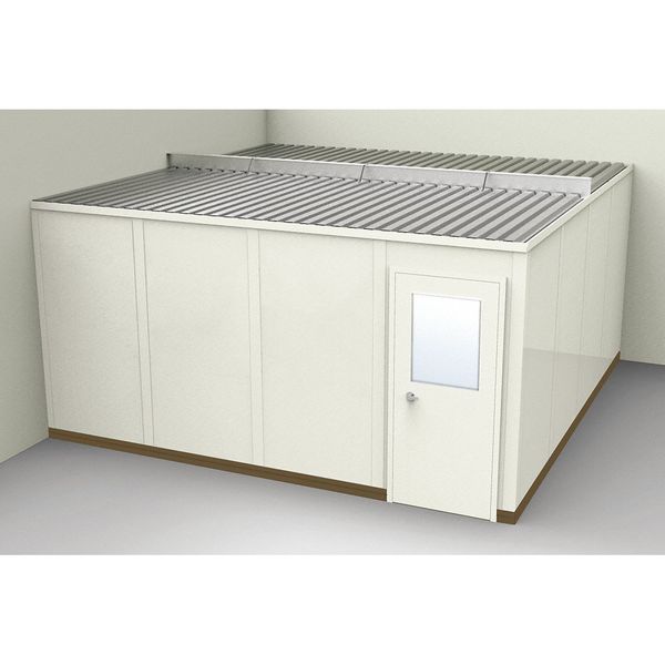 2-Wall Modular In-Plant Office, 8 ft 1 3/4 in H, 16 ft 1 1/4 in W, 16 ft 1 1/4 in D, Beige