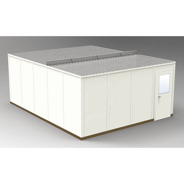 4-Wall Modular In-Plant Office, 8 ft 1 3/4 in H, 20 ft 4 1/2 in W, 16 ft 4 1/2 in D, Beige
