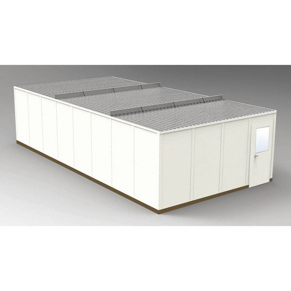 4-Wall Modular In-Plant Office, 8 ft 1 3/4 in H, 32 ft 4 1/2 in W, 16 ft 4 1/2 in D, Beige