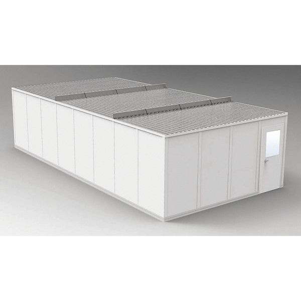 4-Wall Modular In-Plant Office, 8 ft 1 3/4 in H, 32 ft 4 1/2 in W, 16 ft 4 1/2 in D, Gray