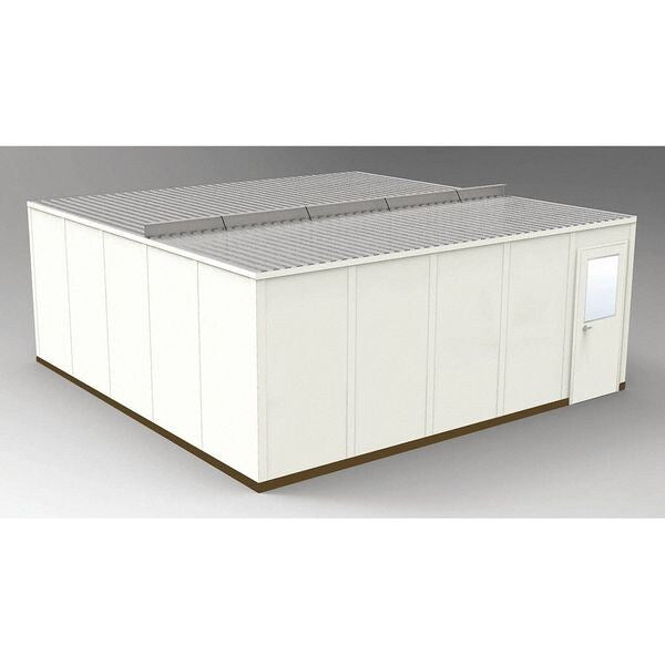 4-Wall Modular In-Plant Office, 8 ft 1 3/4 in H, 20 ft 4 1/2 in W, 20 ft 4 1/2 in D, Beige