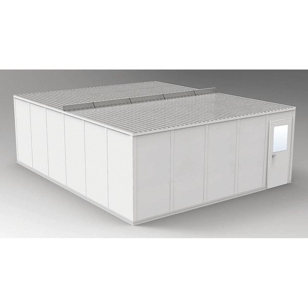 4-Wall Modular In-Plant Office, 8 ft 1 3/4 in H, 24 ft 4 1/2 in W, 20 ft 4 1/2 in D, Gray