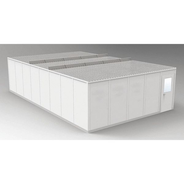 4-Wall Modular In-Plant Office, 8 ft 1 3/4 in H, 32 ft 4 1/2 in W, 20 ft 4 1/2 in D, Gray