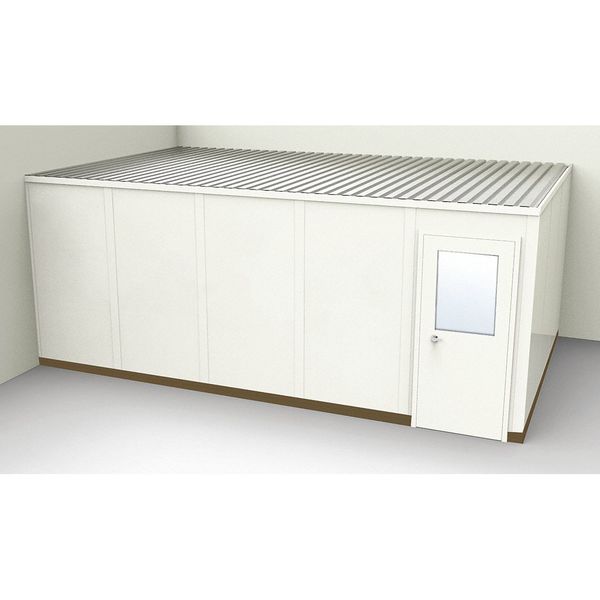 2-Wall Modular In-Plant Office, 8 ft 1 3/4 in H, 20 ft 1 1/4 in W, 12 ft 1 1/4 in D, Beige