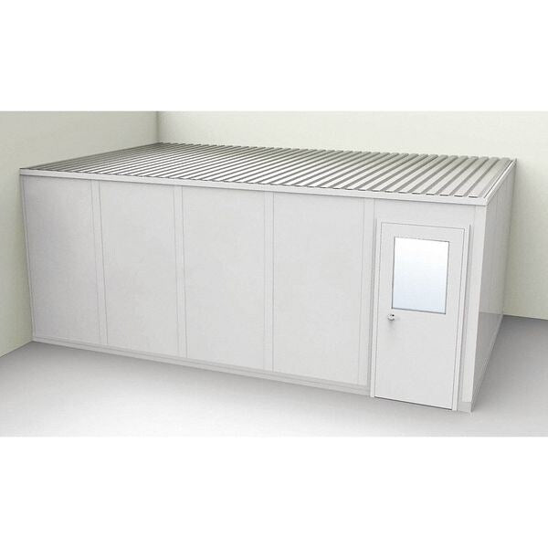 2-Wall Modular In-Plant Office, 8 ft 1 3/4 in H, 20 ft 1 1/4 in W, 12 ft 1 1/4 in D, Gray