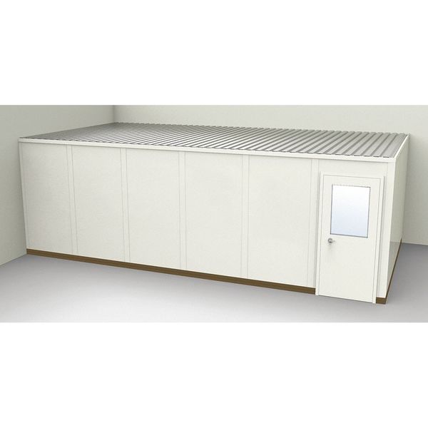 2-Wall Modular In-Plant Office, 8 ft 1 3/4 in H, 24 ft 1 1/4 in W, 12 ft 1 1/4 in D, Beige
