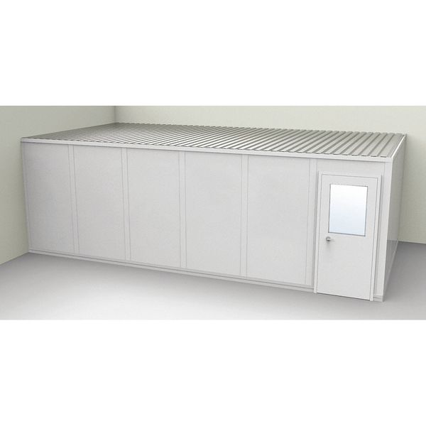 2-Wall Modular In-Plant Office, 8 ft 1 3/4 in H, 24 ft 1 1/4 in W, 12 ft 1 1/4 in D, Gray