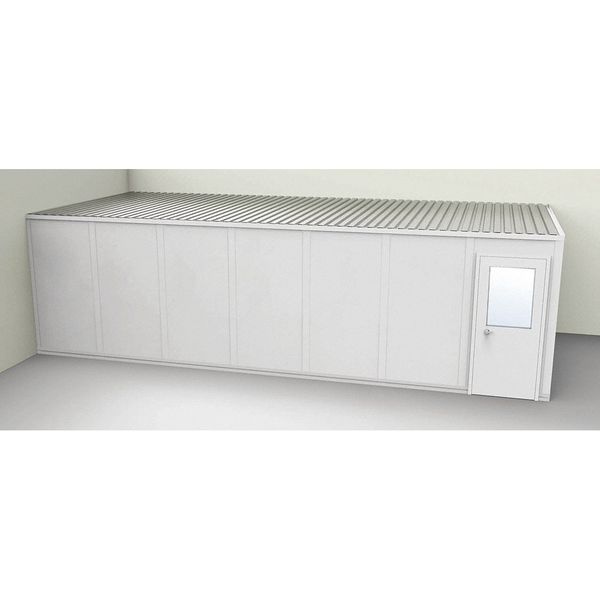 2-Wall Modular In-Plant Office, 8 ft 1 3/4 in H, 28 ft 1 1/4 in W, 12 ft 1 1/4 in D, Gray