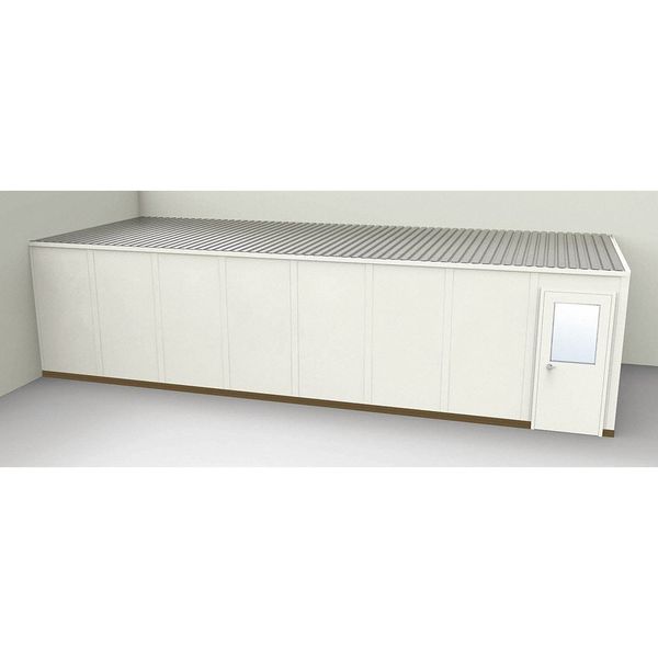 2-Wall Modular In-Plant Office, 8 ft 1 3/4 in H, 32 ft 1 1/4 in W, 12 ft 1 1/4 in D, Beige