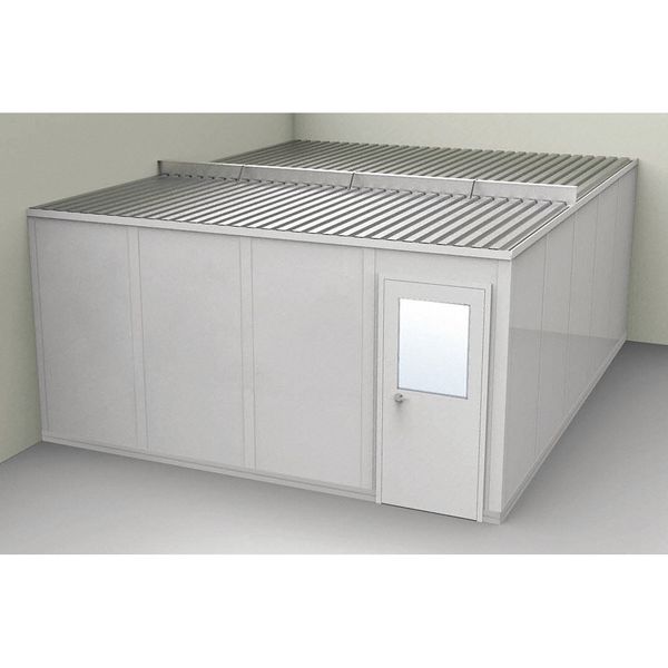 2-Wall Modular In-Plant Office, 8 ft 1 3/4 in H, 20 ft 1 1/4 in W, 16 ft 1 1/4 in D, Gray