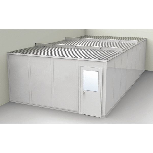 2-Wall Modular In-Plant Office, 8 ft 1 3/4 in H, 32 ft 1 1/4 in W, 16 ft 1 1/4 in D, Gray