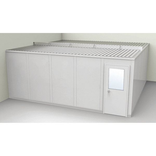 2-Wall Modular In-Plant Office, 8 ft 1 3/4 in H, 20 ft 1 1/4 in W, 20 ft 1 1/4 in D, Gray