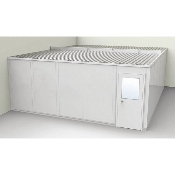 2-Wall Modular In-Plant Office, 8 ft 1 3/4 in H, 24 ft 1 1/4 in W, 20 ft 1 1/4 in D, Gray
