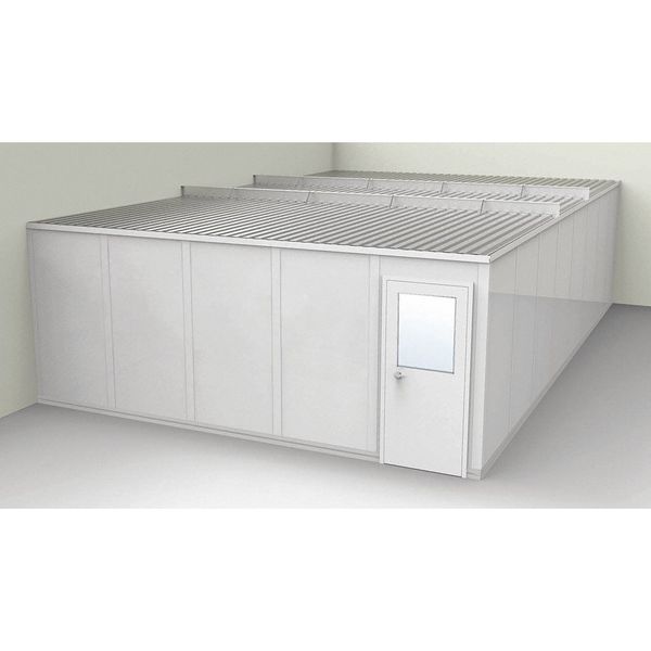 2-Wall Modular In-Plant Office, 8 ft 1 3/4 in H, 32 ft 1 1/4 in W, 20 ft 1 1/4 in D, Gray