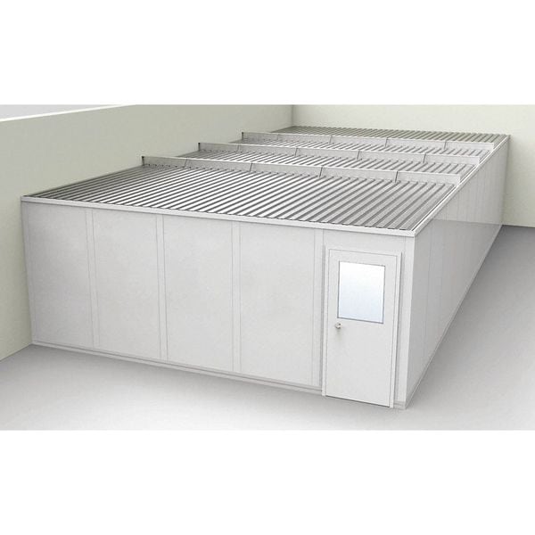 2-Wall Modular In-Plant Office, 8 ft 1 3/4 in H, 40 ft 1 1/4 in W, 20 ft 1 1/4 in D, Gray