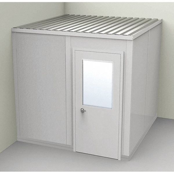 2-Wall Modular In-Plant Office, 8 ft 1 3/4 in H, 8 ft 1 1/4 in W, 8 ft 1 1/4 in D, Gray