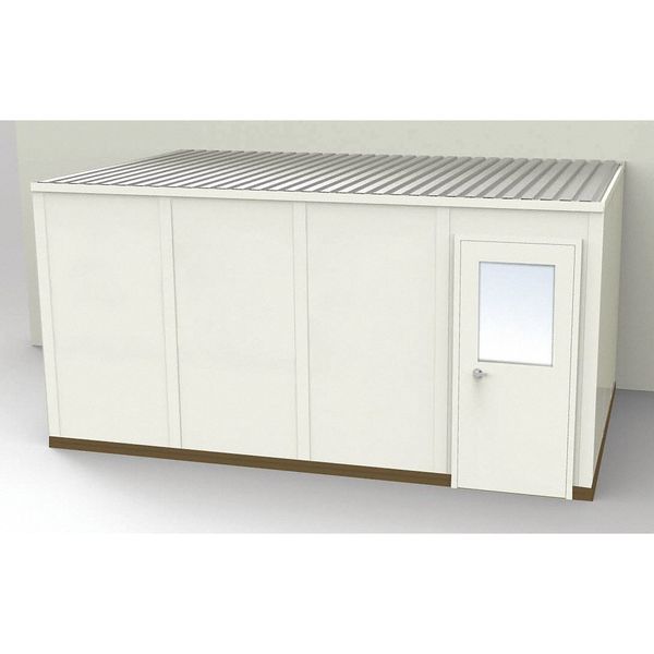 3-Wall Modular In-Plant Office, 8 ft 1 3/4 in H, 16 ft 4 1/2 in W, 10 ft 1 1/4 in D, Beige