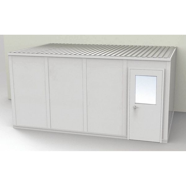 3-Wall Modular In-Plant Office, 8 ft 1 3/4 in H, 16 ft 4 1/2 in W, 10 ft 1 1/4 in D, Gray
