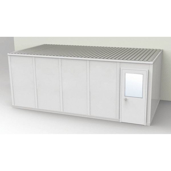 3-Wall Modular In-Plant Office, 8 ft 1 3/4 in H, 20 ft 4 1/2 in W, 10 ft 1 1/4 in D, Gray