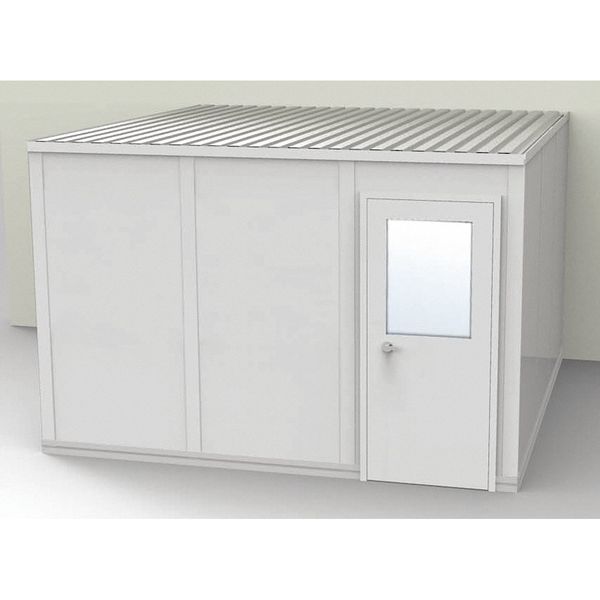 3-Wall Modular In-Plant Office, 8 ft 1 3/4 in H, 12 ft 4 1/2 in W, 12 ft 1 1/4 in D, Gray