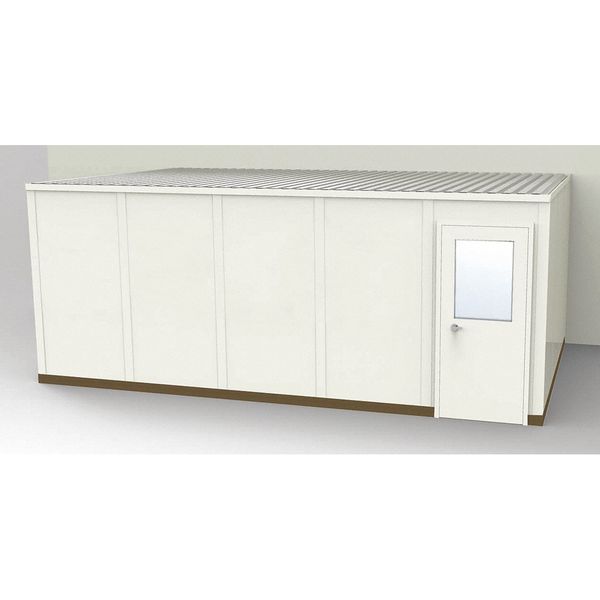 3-Wall Modular In-Plant Office, 8 ft 1 3/4 in H, 20 ft 4 1/2 in W, 12 ft 1 1/4 in D, Beige