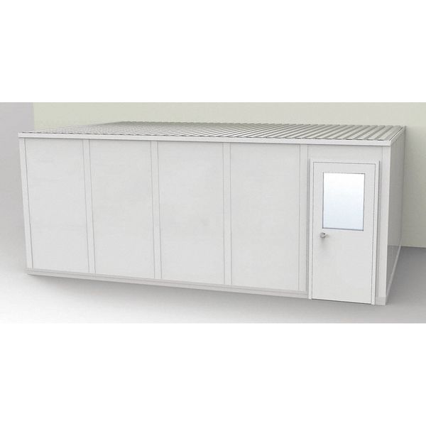 3-Wall Modular In-Plant Office, 8 ft 1 3/4 in H, 20 ft 4 1/2 in W, 12 ft 1 1/4 in D, Gray