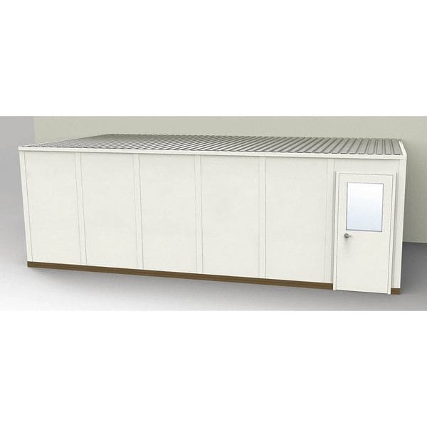 3-Wall Modular In-Plant Office, 8 ft 1 3/4 in H, 24 ft 4 1/2 in W, 12 ft 1 1/4 in D, Beige