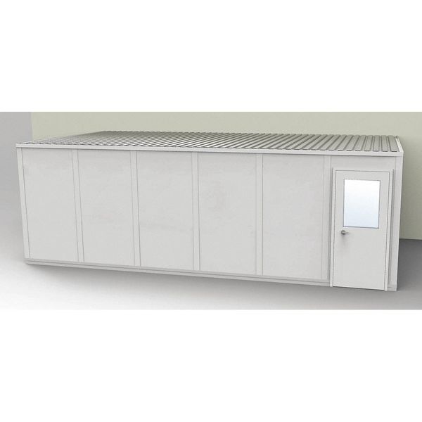 3-Wall Modular In-Plant Office, 8 ft 1 3/4 in H, 24 ft 4 1/2 in W, 12 ft 1 1/4 in D, Gray