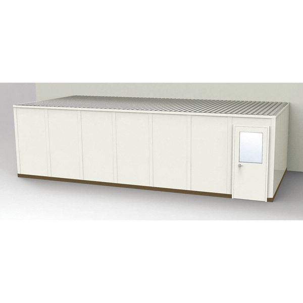 3-Wall Modular In-Plant Office, 8 ft 1 3/4 in H, 28 ft 4 1/2 in W, 12 ft 1 1/4 in D, Beige