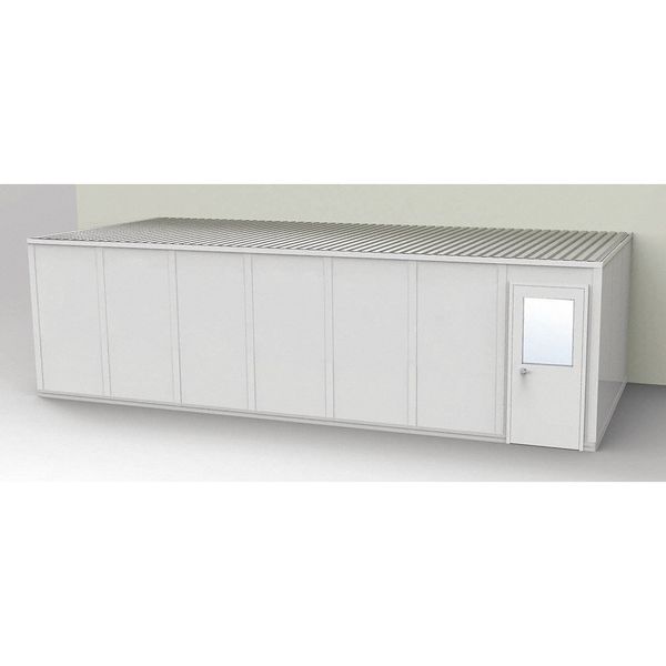 3-Wall Modular In-Plant Office, 8 ft 1 3/4 in H, 28 ft 4 1/2 in W, 12 ft 1 1/4 in D, Gray