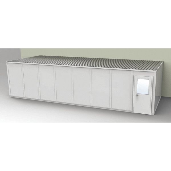 3-Wall Modular In-Plant Office, 8 ft 1 3/4 in H, 32 ft 4 1/2 in W, 12 ft 1 1/4 in D, Gray