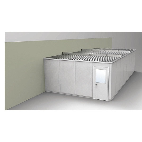 3-Wall Modular In-Plant Office, 8 ft 1 3/4 in H, 32 ft 4 1/2 in W, 16 ft 1 1/4 in D, Gray