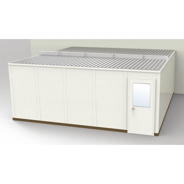 3-Wall Modular In-Plant Office, 8 ft 1 3/4 in H, 20 ft 4 1/2 in W, 20 ft 1 1/4 in D, Beige