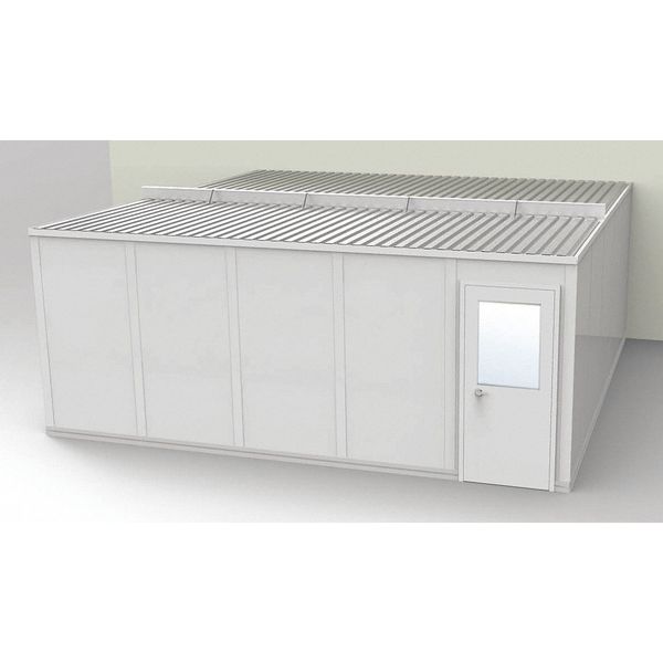 3-Wall Modular In-Plant Office, 8 ft 1 3/4 in H, 20 ft 4 1/2 in W, 20 ft 1 1/4 in D, Gray